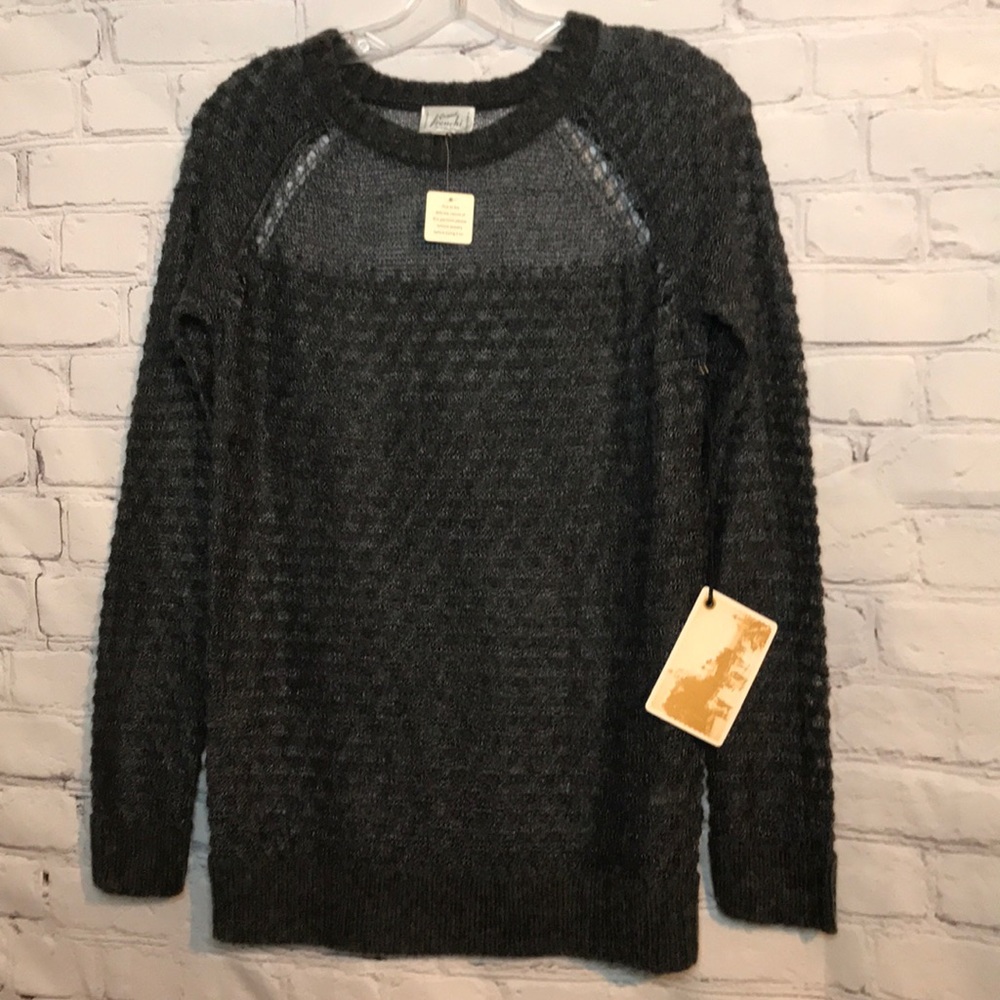 NWT Original Frenchi Gray Knit Sheer Wool Sweater - Picture 2 of 15